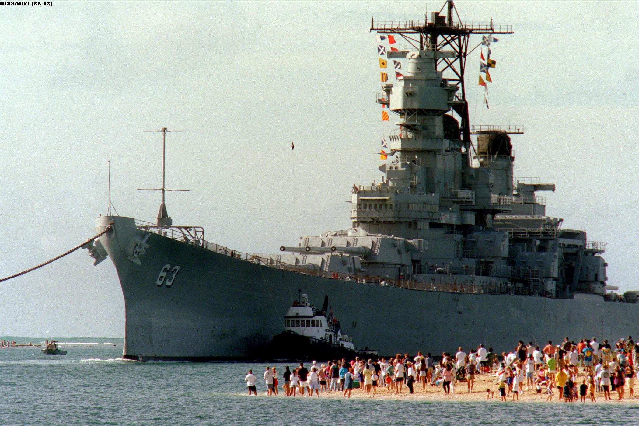 World Battleships List Photo Gallery: Missouri at Pearl Harbor